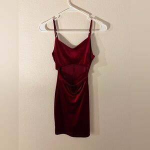 windsor dark red velvet mini dress